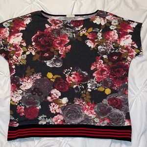 Oddy - size small - floral top with striped waist band